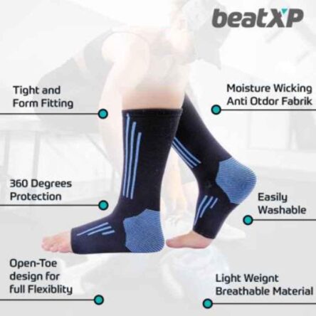 Pristyn Care beatXP Blue & Black Ankle Support Compression Socks