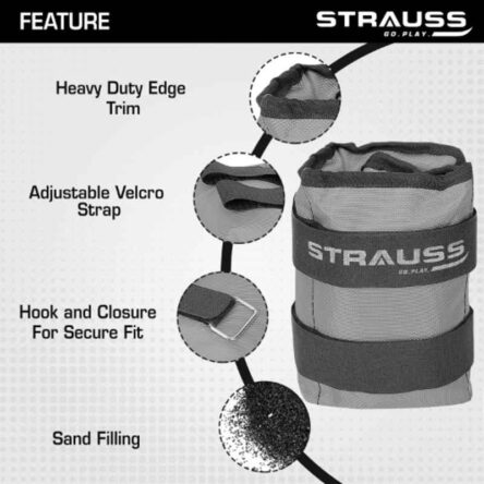 Strauss 42x20x7cm Neoprene Grey Adjustable Ankle Weight