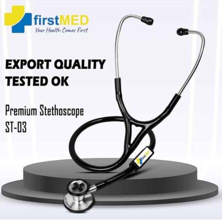 Firstmed Black Professional Classic High Acoustic Stainless Steel Dual Head Stethoscope