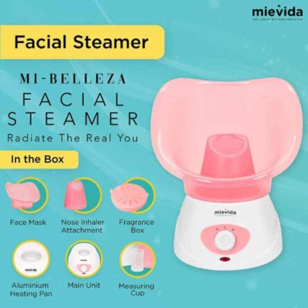 Mievida ABS Pink Steam Inhaler Vaporizer & Facial Steamer with Cedarwood and Orange Essential Oils