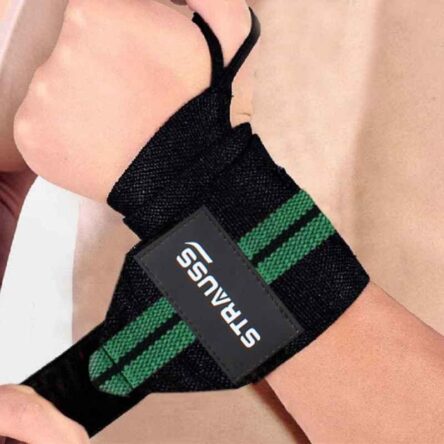 Strauss 20x13x4cm Black & Green Weight Lifting Cotton Wrist Support