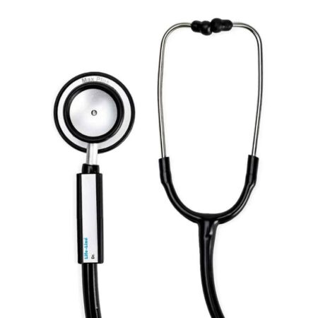 Lifeline Max Plus Aluminium Black Single Diaphragm Chest Piece Stethoscope with Y Tube