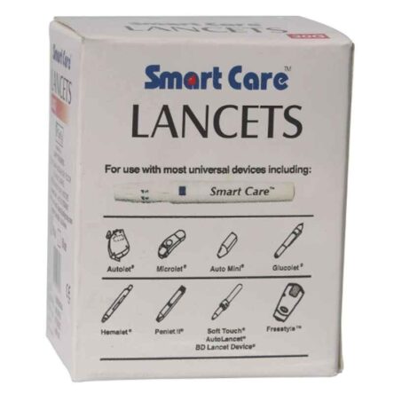 Smart Care GM06S 100 Pcs White Flat Lancet Needle Kit