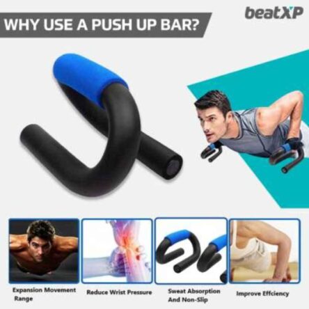 Pristyn Care beatXP S-Cross Push Up Non-Slip Bar Stand for Gym & Home Exercise