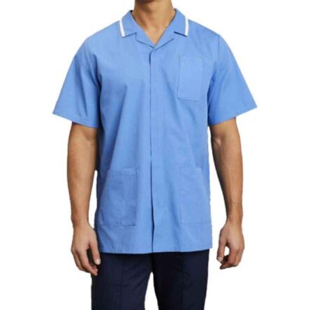 Superb Uniforms Polyester & Viscose Sky Blue Medical Tunic for Men