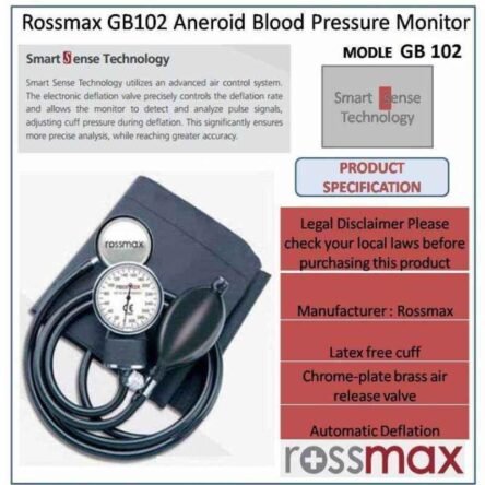 Rossmax GB-102 Aneroid Blood Pressure Monitor with Stethoscope