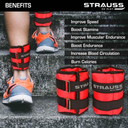 Strauss 41x19x3.5cm Neoprene Red Adjustable Ankle Weight