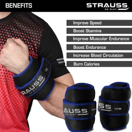 Strauss 32x16x4cm Neoprene Blue Adjustable Round Shape Ankle Weight