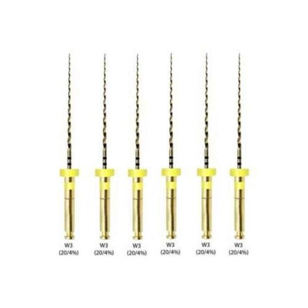 Waldent 6 Pcs Wx (17/04%) 21mm Wal-Flex Gold Rotary Files Set