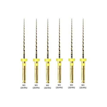 Waldent 6 Pcs Wx (17/04%) 21mm Wal-Flex Gold Rotary Files Set