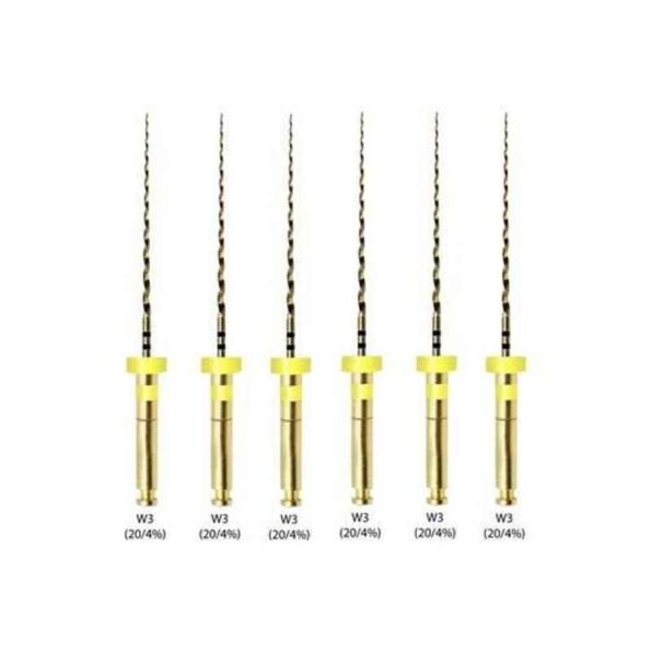 Waldent 6 Pcs Wx (17/04%) 21mm Wal-Flex Gold Rotary Files Set