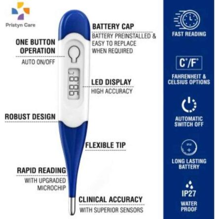 Pristyn Care beatXP White Medical Oral Flexible Tip Digital Thermometer