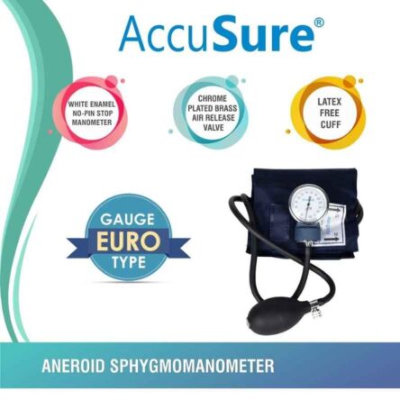 Accusure Black Aneroid Sphygmomanometer Manual BP Monitor