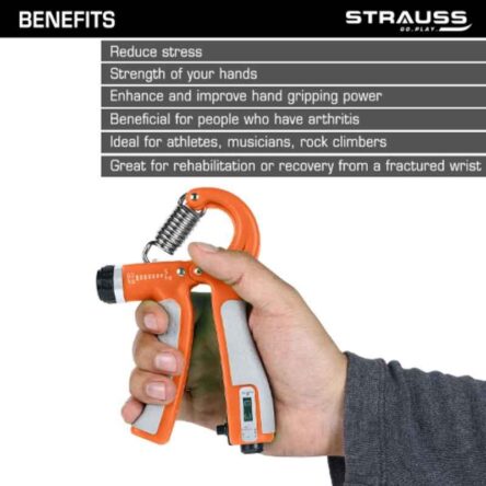 Strauss 15x11x3cm Plastic Orange Adjustable Hand Grip with Counter