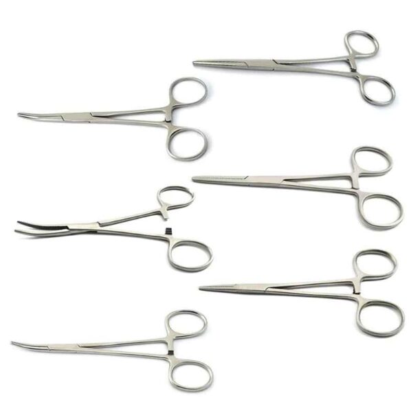 Forgesy 3 Pcs 6 inch Stainless Steel Straight & 3 Pcs Curved Hemostatic Locking Forceps Set