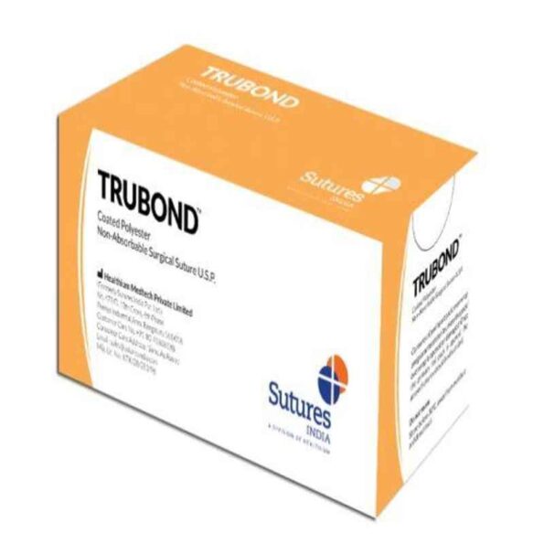 Trubond 12 Foils White 2-0 25mm 1/2 Circle Taper Cutting Double Armed Polyester Coated Non Absorbable Surgical Suture Box