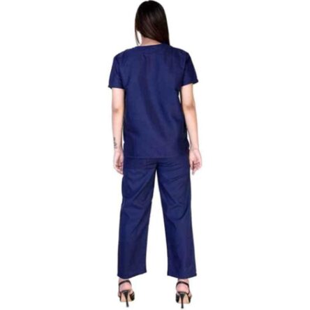 Saraf Cotton Navy Blue Medical V Neck Scrub Suit