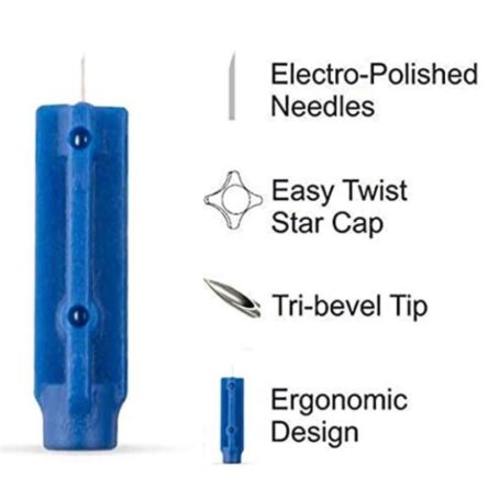 Recombigen 500 Pcs Plastic Blue Round Blood Glucometer Lancet Box