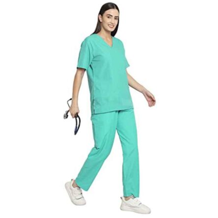 Indosurgicals Polyester & Cotton Sea Green Unisex Scrub Suit