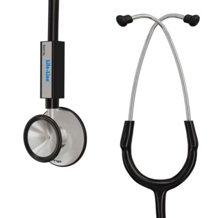 Lifeline Aluminium Black Single Diaphragm Chest Piece Stethoscope with 2 Way Tube