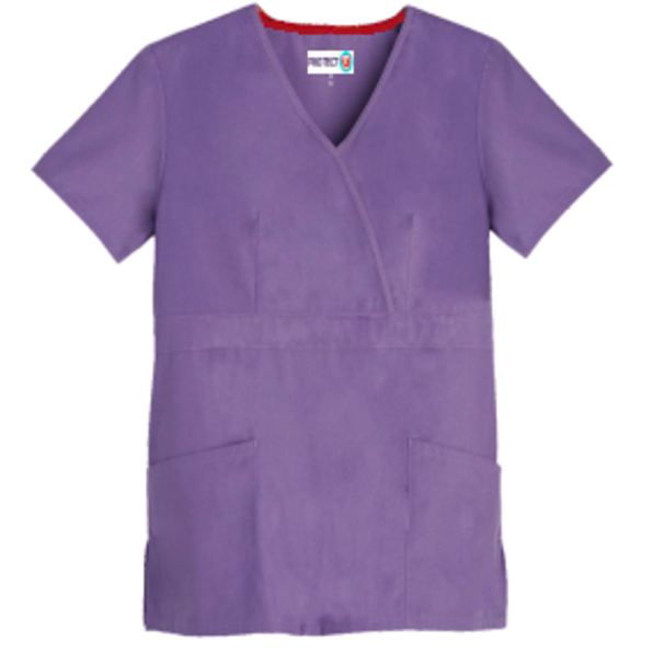 Protect U Medium Violet Mock Wrap Scrub Top for Women