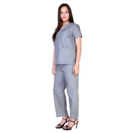 Saraf Cotton Grey Medical V Neck Scrub Suit