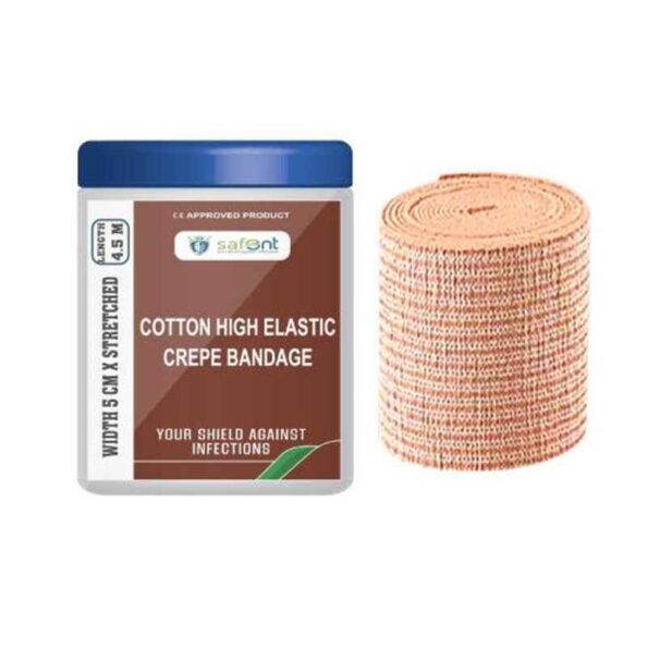 Safent 2 inch 5cmx4.5m Cotton High Elastic Crepe Bandages