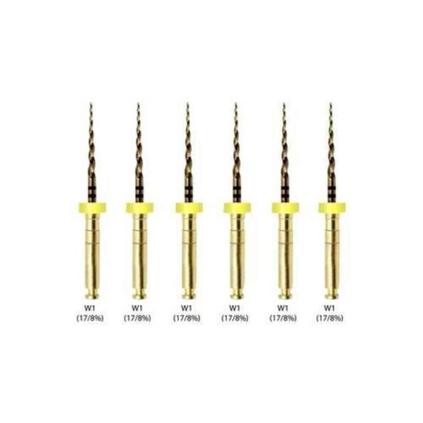 Waldent 6 Pcs W5 (25/4%) 25mm Wal-Flex Gold Rotary Files Set