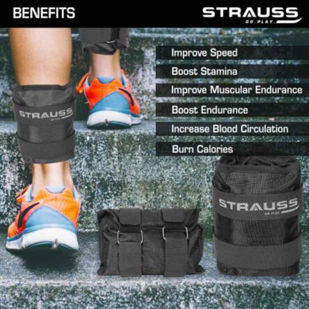 Strauss 42x20x7cm Neoprene Black Adjustable Ankle Weight