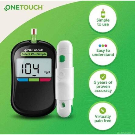 OneTouch Select Plus Simple Blood Glucometer with 60 Pcs Test Strips