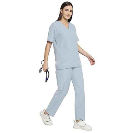 Indosurgicals Polyester & Cotton Grey Unisex Scrub Suit