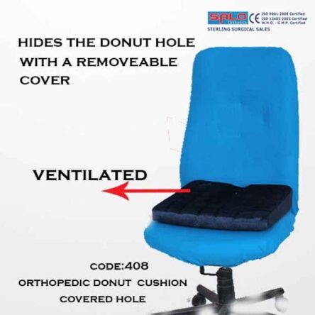 Salo Orthotics Polyurethane Square Blue Donut Cushion Covered Hole Orthopedic High Density Seat Cushion