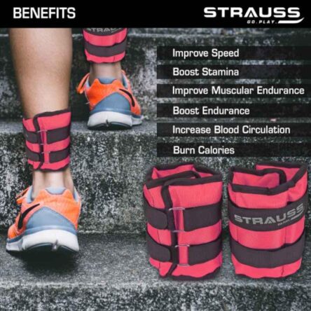 Strauss 41x19x3.5cm Neoprene Pink Adjustable Ankle Weight