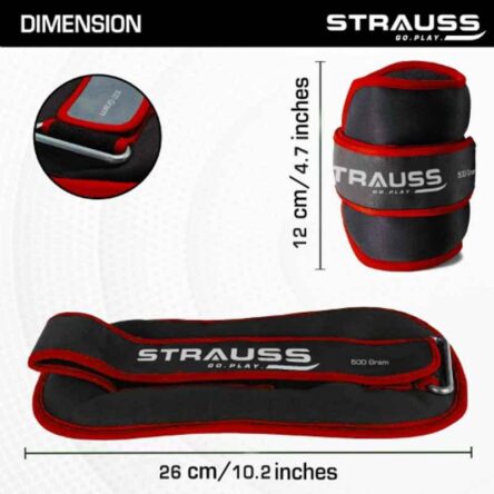 Strauss 26x12x3cm Neoprene Red Adjustable Round Shape Ankle Weight