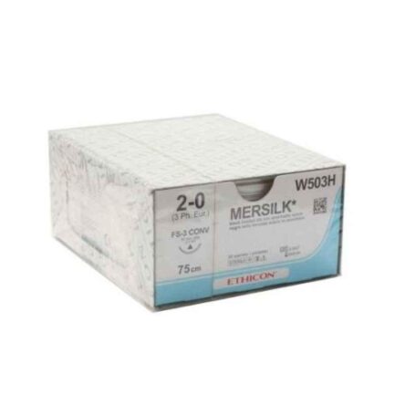 Ethicon NW5611 12 Pcs 2-0 Silver Mersilk Circle Taper Cut Non-Absorbable Suture Box