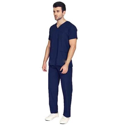 Indosurgicals Polyester & Cotton Navy Blue Premium Scrub Suit