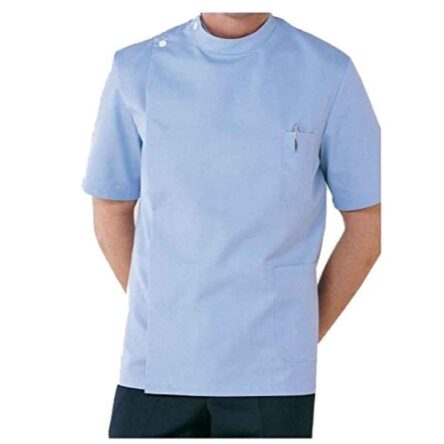 Superb Uniforms Polyester & Viscose Sky Blue Half Sleeves Dental Tunic Top