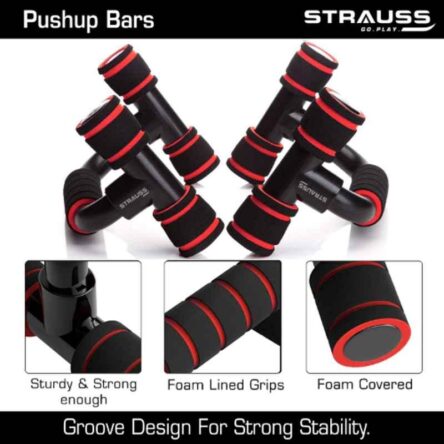 Strauss 22x14x12.5cm Polypropylene Black & Red Moto Push Up Bar