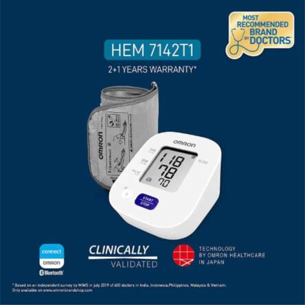 Omron HEM 7142T1 Digital Bluetooth Blood Pressure Monitor with Cuff Wrapping Guide & Intellisense Technology