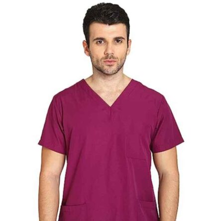 Indosurgicals Polyester & Cotton Wine Unisex Scrub Suit