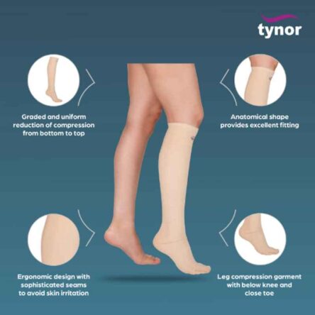 Tynor Compression Garment Leg Below Knee Closed Toe Support