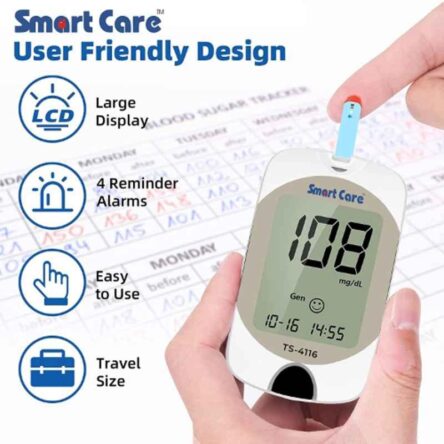 Smart Care GM01-A Blood Glucose Meter Kit with 10 Test Strips & Lancets