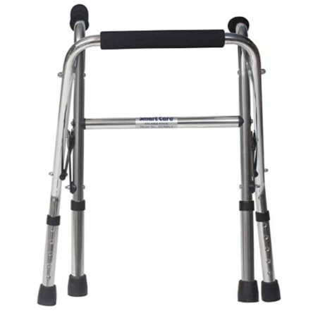 Smart Care Aluminium Height Adjustable Folding Walker with 2.5 inch Castor