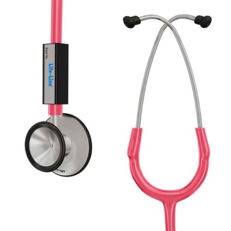 Lifeline Aluminium Pink Single Diaphragm Chest Piece Stethoscope with 2 Way Tube