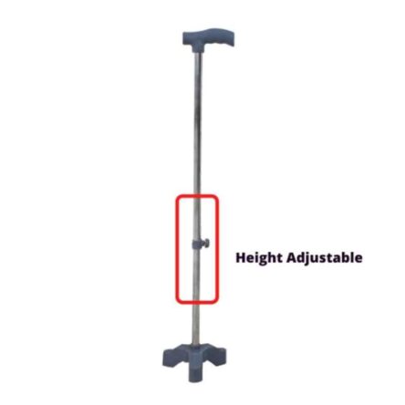 Fidelis Healthcare Mild Steel Grey 3 Leg Height Adjustable Walking Stick with Plastic Base