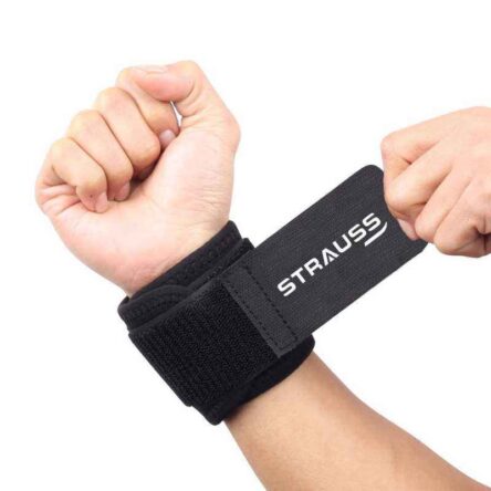 Strauss Cotton Black Free Size Wrist Support