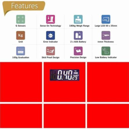 Stealodeal 5-180kg Red CheckBox Glass Digital Weighing Scale