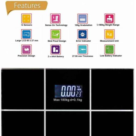 Virgo 5-180kg Black CheckBox Glass Digital Weighing Scale