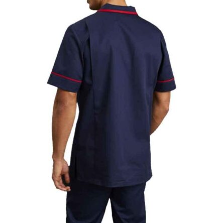 Superb Uniforms Polyester & Viscose Navy Blue Half Sleeves Nurse Tunic for Men