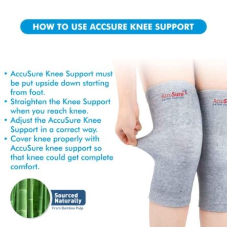 AccuSure Small Bamboo Yarn 4 Way Stretchable Pain Relief Knee Support